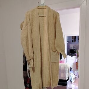 Cozy Beige Bishop Sleeved Cardigan